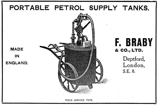 Fredk Braby - Portable Petrol Supply Tanks - WW1 Advert          