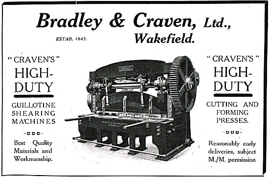 Bradley & Craven. Craven High Duty Guillotine Shearing Machines  