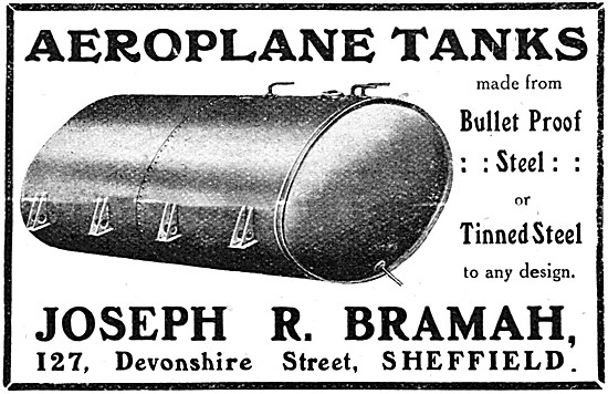 Bramah Sheet Metal Work. Bramah Aeroplane Fuel Tanks             