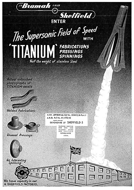 Bramah Titanium Fabrications, Pressings & Spinnings. 1955        