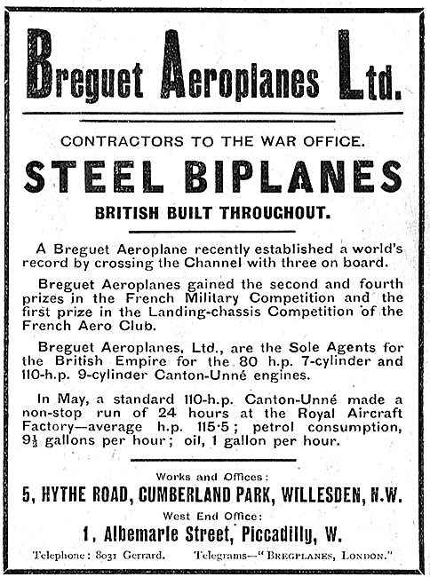 British Built Breguet Steel Biplanes                             