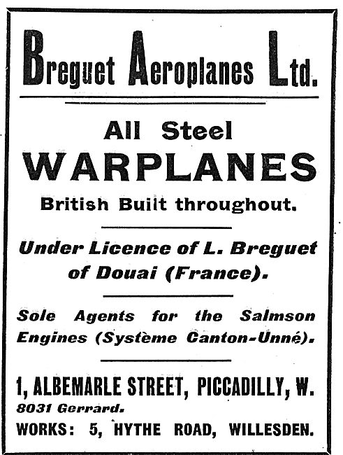 Breguet British Built All Steel Warplanes                        