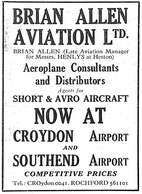 Brian Allen Aviation Croydon - Flying School At Southend         