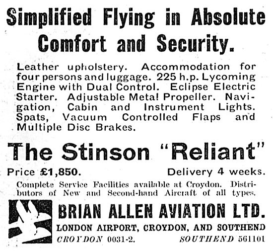 Brian Allen Aviation - Stinson Reliant                           