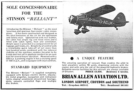 Brian Allen Aviation. Croydon: Stinson Reliant                   