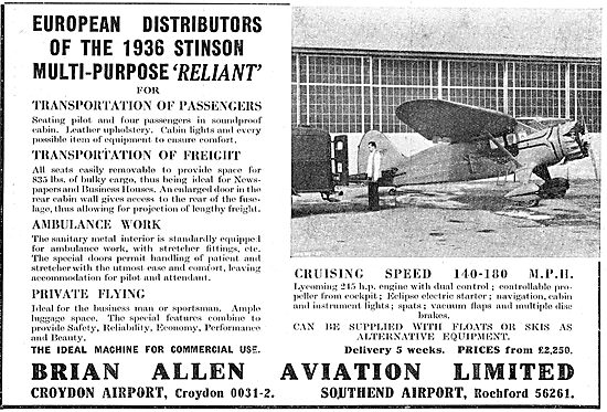 Brian Allen Aviation : Distributors Of Tipsy & Stinson Reliant   