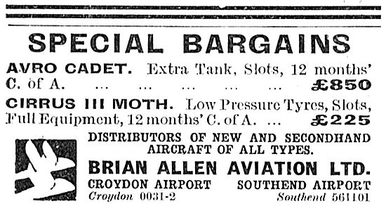 Brian Allen Aviation Croydon & Southend: Used Aircraft Sales     