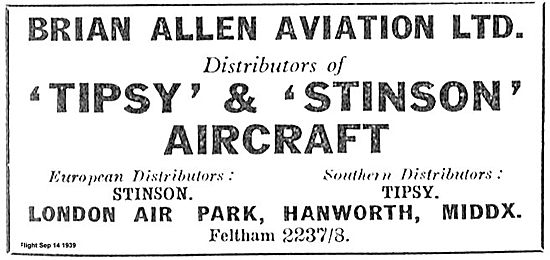 Brian Allen Aviation Hanworth: Distributors Of Tipsy & Stinson   
