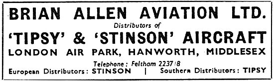 Brian Allen Aviation Hanworth. Stinson Reliant 1939              