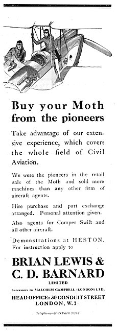 Brian Lewis & C.D.Barnard Aircraft Sales 1930                    