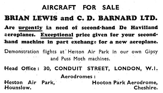 Brian Lewis Aircraft Sales 1931                                  