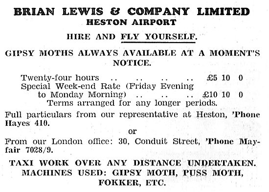 Brian Lewis Aircraft Sales 1931                                  