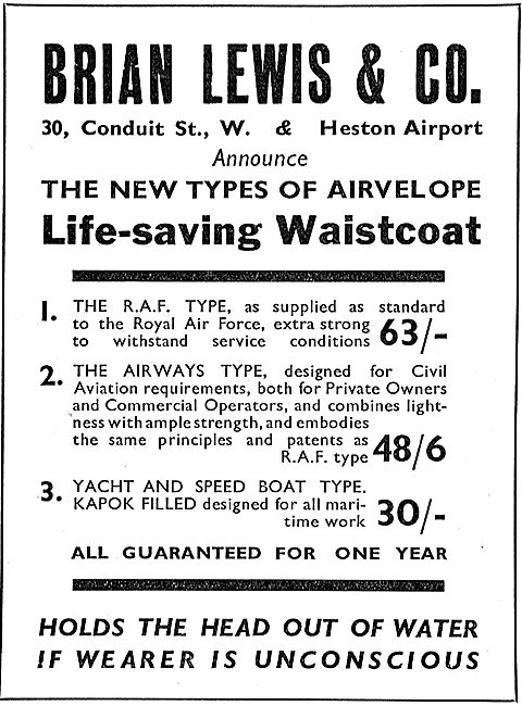 Brian Lewis & Co: Airvelope Life-Saving Waistcoat                