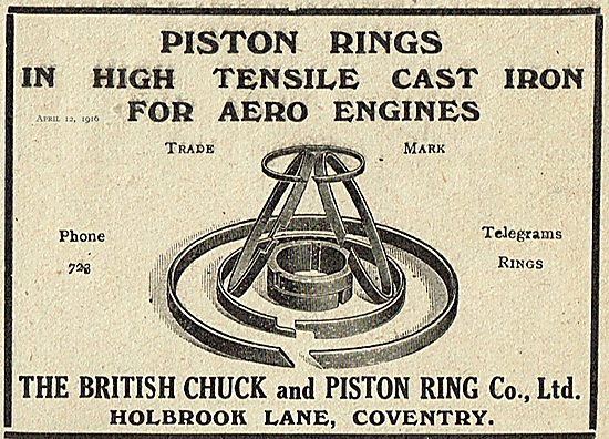 The British Chuck & Piston Ring Co High Tensile Cast Iron Rings  