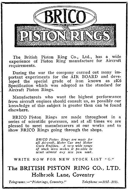 Brico Piston Rings 1920                                          