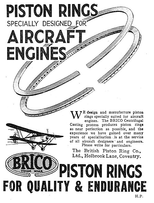Brico Piston Rings - Specially Designed For Aero Engines         