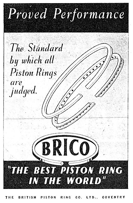 Brico  Pistons, Piston Rings & Liners 1942 Advert                