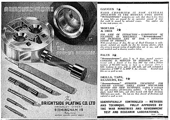 Brightside Plating. Brearley St,Birmingham 19. Electroplating    