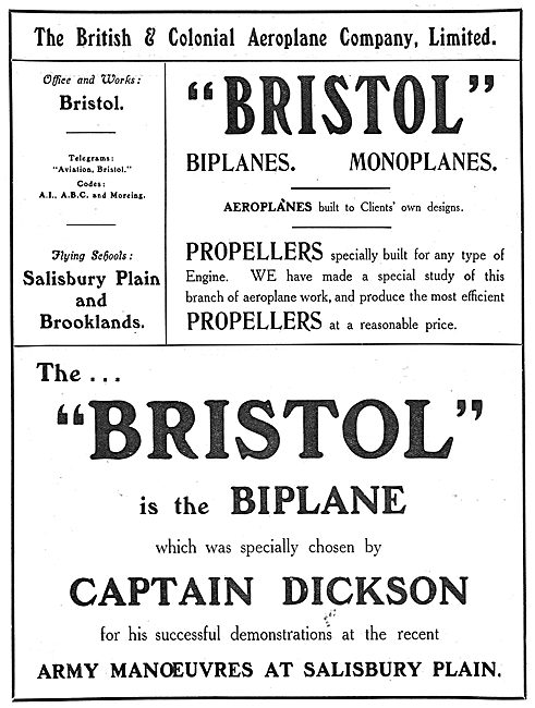 British & Colonial - Bristol : Aircraft, Propellers & Training   