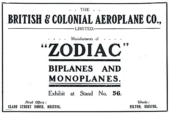  Bristol & Colonial Zodiac Biplanes & Monoplanes                 