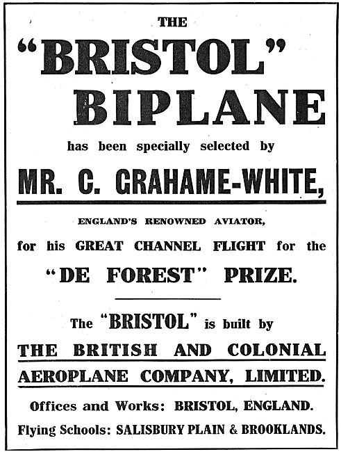 The Bristol Biplane Has Been Specially Selected By Grahame-White 