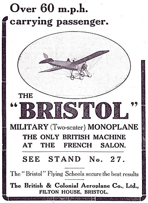 Bristol Two-Seater Military Monoplane                            