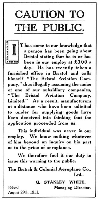 The British & Colonial Aeroplane Co Ltd - Notice                 