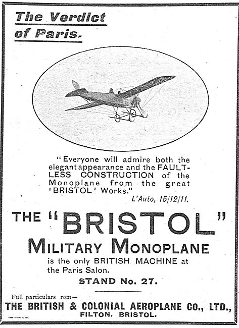 The Bristol Military Monoplane                                   