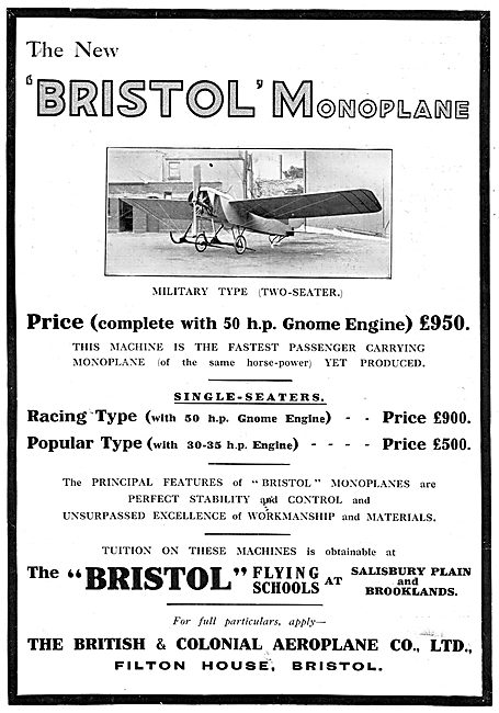 Bristol Monoplane Military Tyoe (Two Seater)                     