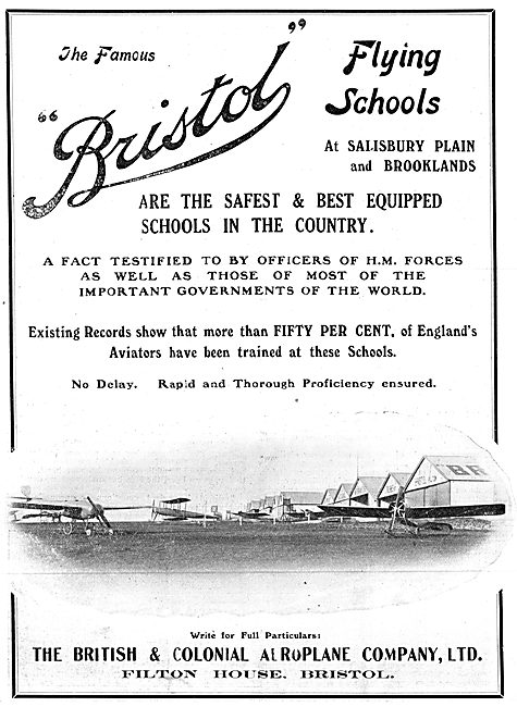 Bristol Aeroplanes - Bristol Flying Schools 1913                 