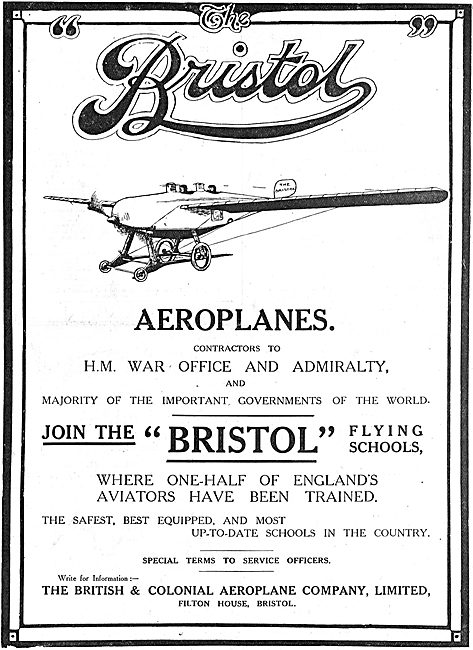 Bristol Aeroplanes - Contractors To HM War Office & The Admiralty