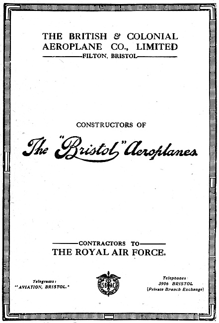 Bristol Aircraft 1918 Advert                                     