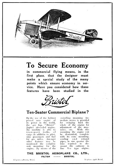Bristol Ten-Seater Commercial Biplane                            