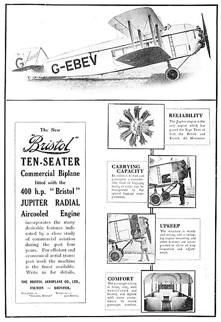Bristol Ten-Seater Commercial Biplane G-EBEV                     
