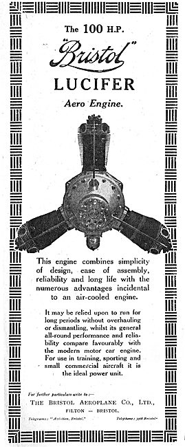 100 HP Bristol Lucifer Aircooled Radial Aero Engine              