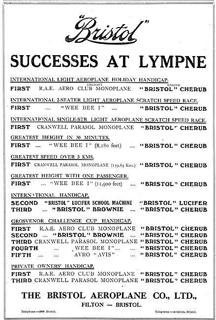 Bristol  Aero Engine Successes At Lympne                         