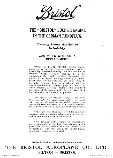 Bristol Lucifer Aero Engine In The German Rundflug               