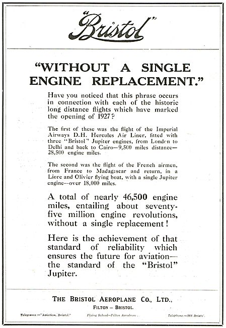 Bristol Jupiter - Hercules Of Imperial Airways To Delhi & Cairo..