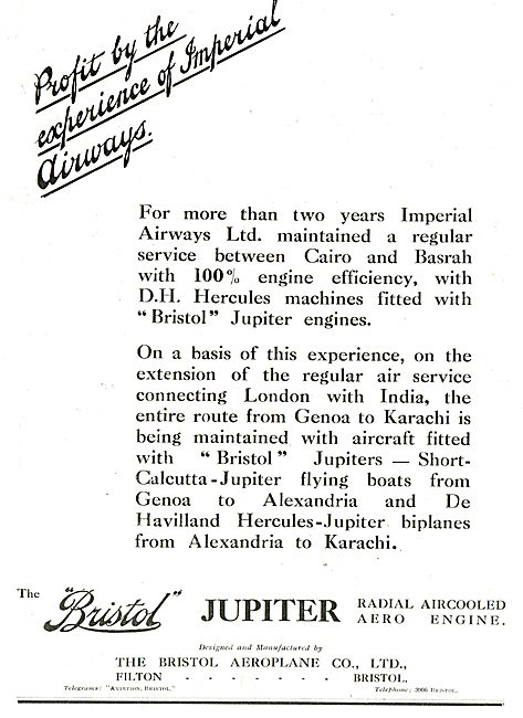 Bristol Jupiter - Profit By The Experience If Imperial Airways   