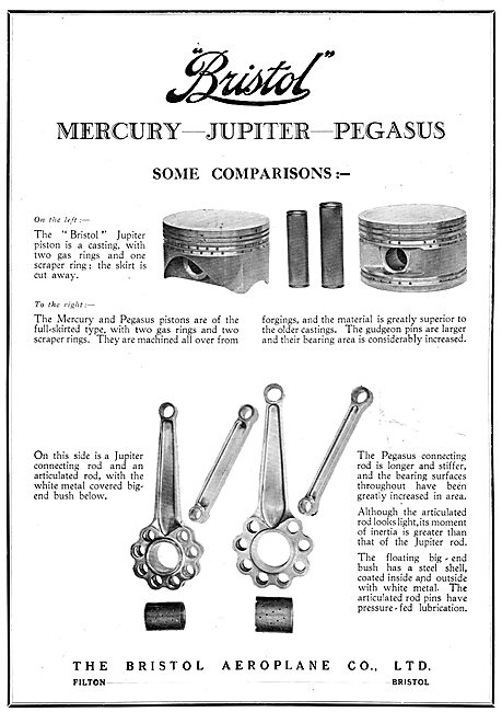 Bristol Mercury, Jupiter & Pegasus Aero Engine Comparisons       