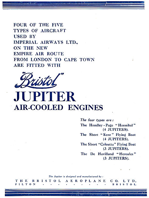 Bristol Jupiter Aero Engines In Use With Imperial Airways        