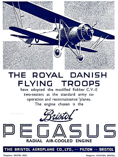 Bristol Pegasus For Danish Fokkers                               