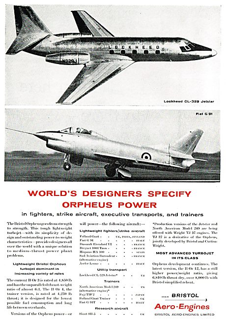 Bristol Orpheus For All Classes Of Aircraft                      
