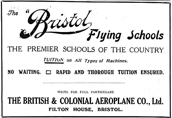 The Bristol Flying Schools - Tuition On All Types Of Machines    