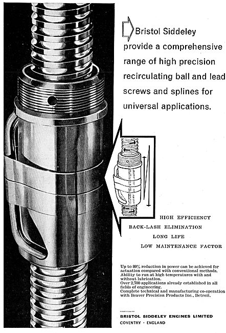 Bristol Siddeley Recirculating Ball & Lead Screws & Splines      