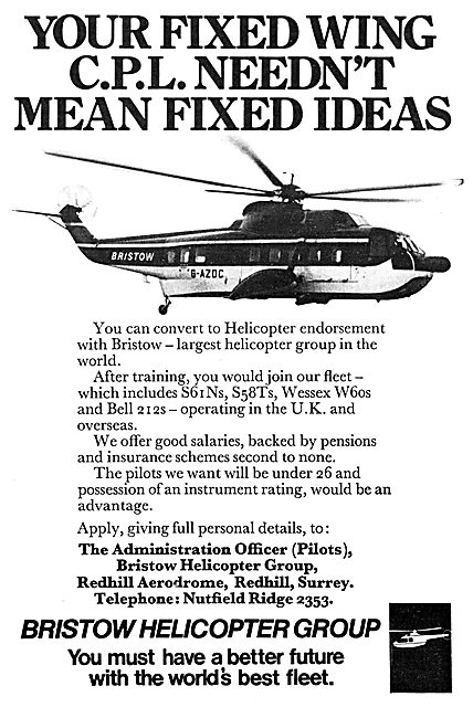 Bristow Helicopters Recruitment 1974                             