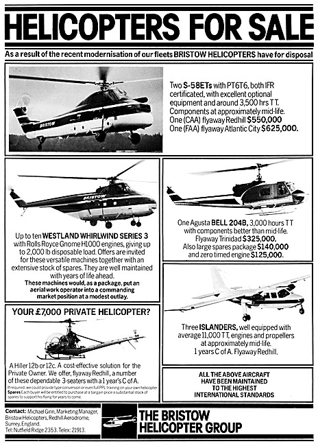 Bristow Helicopters. Helicopter Sales                            