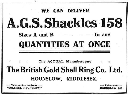 The British Gold Shell Ring Co, Hounslow. AGS Shackles A & B     