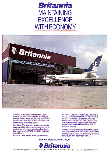 Britannia Airways Engineering Luton 1988                         