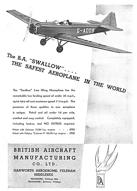 British Aircraft  B.A.Swallow G-ADDB                             